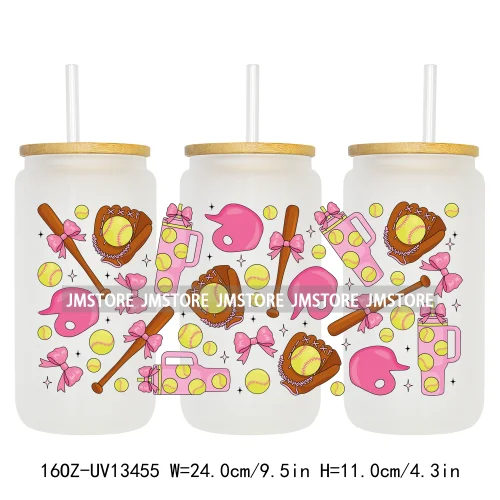 Coquette Baseball Mom Sports UV DTF Stickers Ready to Transfer Cup Wrap Custom Label DIY Craft For Libbey Can Glass Tumbler Mug