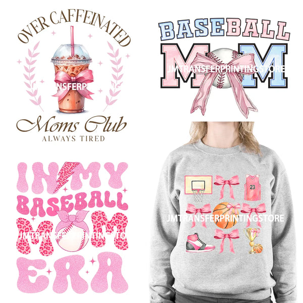 Happy Mother's Day Design Iron On Pink Sport Mama In My Ball Sport Mom Era DTF Transfer Stickers Ready To Press For Clothing