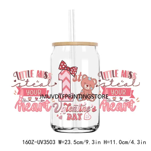 Valentine's Day Skull Skeletion Flower UV DTF Sticker For 16OZ Libbey Glass Cup Can Wrap Transfer Sticker Custom Labels DIY Logo