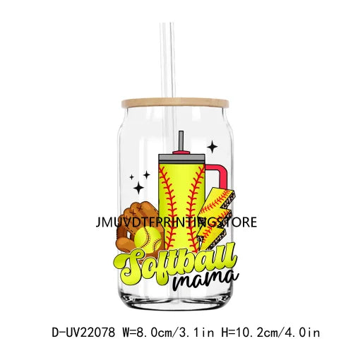 Glitter Boujee Baseball Softball Mama UV DTF Transfers Stickers Decals For Libbey Cold Cups Mugs Tumbler Waterproof DIY Craft