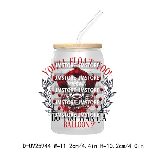 Horror Coquette Halloween UV DTF Transfer Stickers Decals For Libbey Cold Cups Mugs Durable Waterproof Custom Labels Scary Movie