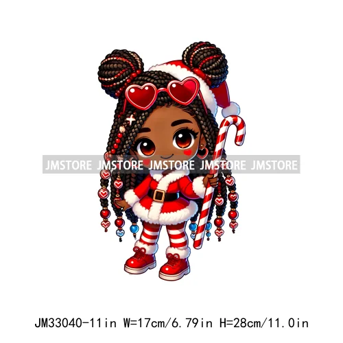 Sweet Santa African American Girly Christmas Character Holiday Vibes Xmas Iron On DTF Transfers Stickers Ready To Press T-shirts