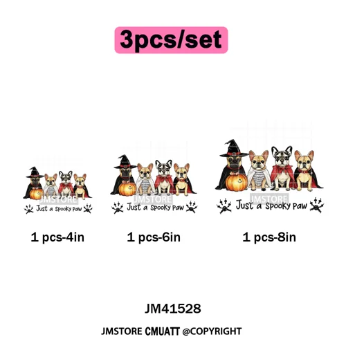 Pumpkin Leopard Spooky Ghost Moo Boo Cow Pet Halloween Bow Iron on DTF Washable Transfers Stickers Ready to Press for T-shirts