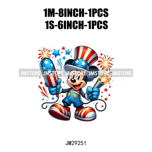 Washable Cartoon Animal 4th Of July Independence Day Freedom Iron On DTF Transfers Stickers Ready To Press For Clothing