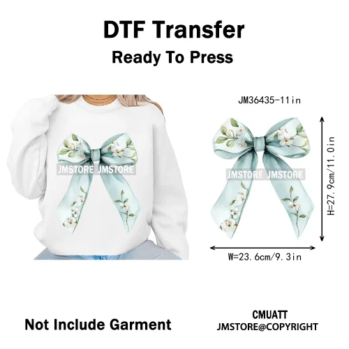 Spring Wildflower Love Vibes Ribbon Wedding Coquette Iron on DTF Thermal Transfers Stickers Ready to Press for Dresses Hoodies