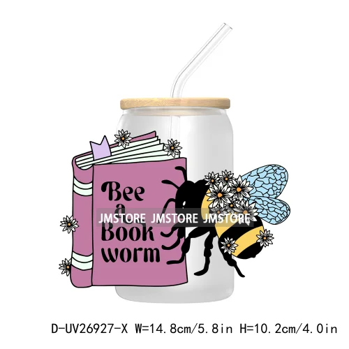 Bee A Book Warm 16OZ UV DTF Cup Wrap Transfer Stickers Custom Labels Waterproof Logo For Libbey Glass Can Motivational Saying