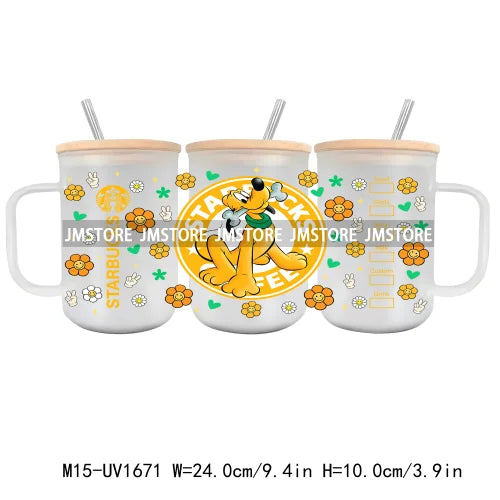 Cartoon Cars Halloween Pumpkin UV DTF Glass Can Wrap For 15OZ Mug Glass Cup Transfer Stickers DIY Custom Logo Label Best Friends