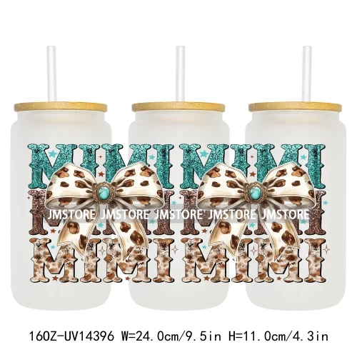 Retro Mama Coquette Bow UV DTF Stickers Ready to Transfer Cup Wrap Custom Labels DIY Craft For Libbey Can Glass Tumblers Mugs