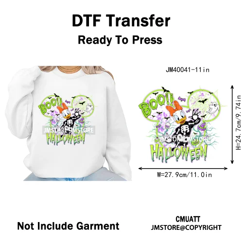 Happy Halloween Nightmare Cartoon Character Pumpkin Skeleton Iron on DTF Washable Transfers Stickers Ready to Press for T-shirts