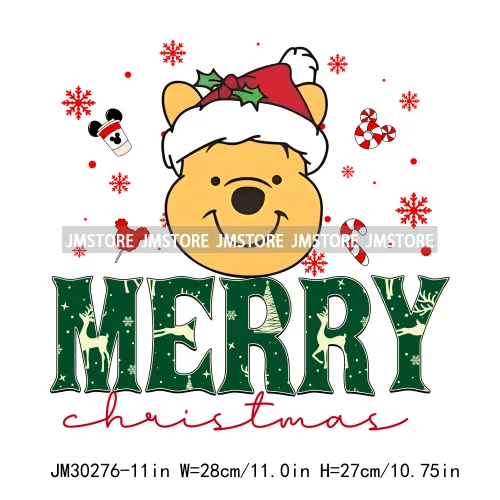 Merry Christmas Cute Cartoon Animal Friends Winter White Festive Vibes Iron On DTF Transfers Stickers Ready To Press For Hoodies