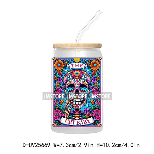 The Teacher Tarot Card UV DTF Transfer Stickers Decals For Libbey Cold Cups Mugs Tumbler Custom Logo Labels Funny Witchy Skull