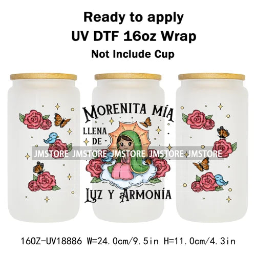 Tis The Season Mexican Christmas 16OZ UV DTF Cup Wraps Ready To Apply Waterproof Transfer Stickers For Libbey Glass Can Tumbler