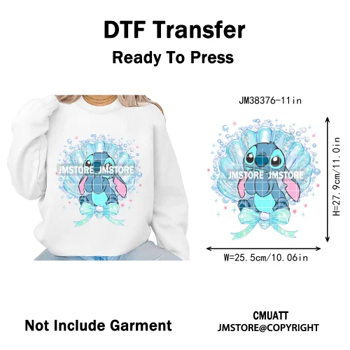 Retro Cartoon Happy Summer Vacation Vibes Coquette Seashells Iron on DTF Heat Transfer Stickers Ready to Press for Clothes Bags
