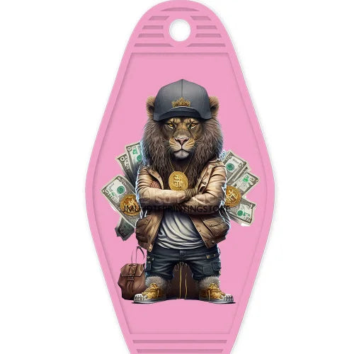 Hip Hop Money Lion High Quality WaterProof UV DTF Sticker For Motel Hotel Keychain Hustle Bear Animals