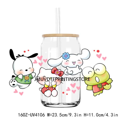 Cartoon Baby Princess 16OZ UV DTF Cup Wrap Transfers Sticker Custom Label DIY Waterproof Logo For Libbey Glass Can Latin Culture