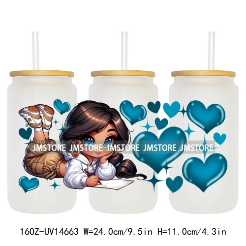 Cartoon Princess Hearts UV DTF Stickers Ready to Transfer Cup Wrap Custom Labels DIY Craft For Libbey Can Glass Tumblers Mugs