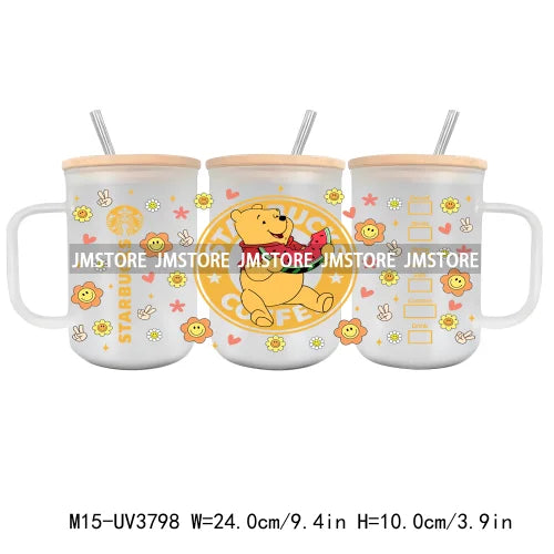 Cartoon Cars Halloween Pumpkin UV DTF Glass Can Wrap For 15OZ Mug Glass Cup Transfer Stickers DIY Custom Logo Label Best Friends