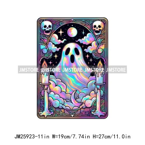 Spooky Horror Halloween Designs Killer King Ghost Death Tarot Card DTF Iron On Transfer Stickers Ready To Press For T-shirt Bags