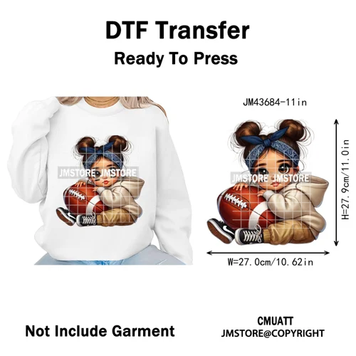 Latina Football Mexican Baby Girls Sports Lover Game Day Iron on Washable DTF Heat Transfers Stickers Ready to Press for Hoodies
