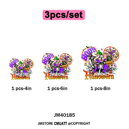 Cartoon Witches Princess Skull Animal Kids Love Characters Halloween Iron on DTF Transfers Stickers Ready to Press for T-shirts