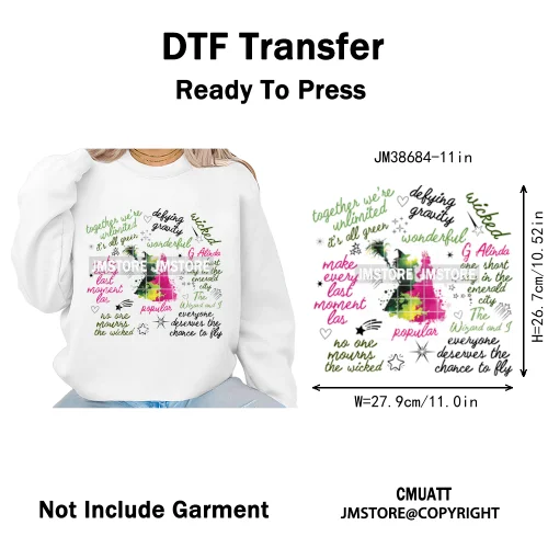 In My Witch Era Pink Goes With Green Coquette Bow Magic Broom Iron on DTF Washable Transfers Stickers Ready to Press for Textile
