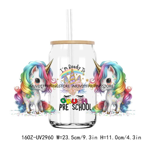 Back To School Grade Kindergarten 16OZ UV DTF Cup Wrap Transfers Stickers Custom Labels DIY Waterproof Logo For Libbey Glass Can