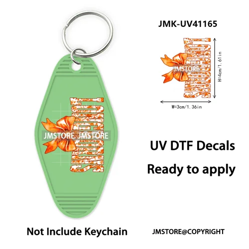 Football Cowboys Coquette Bow Game Day UV DTF Motel Keychain Wraps Ready To Apply Waterproof High Quality Hotel Keychain Decals