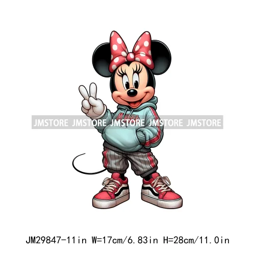 Cool Cartoon Hip Hop Streetwear Girl Animal Designs Iron On DTF Transfers Stickers Ready To Press For T-shirts Bags