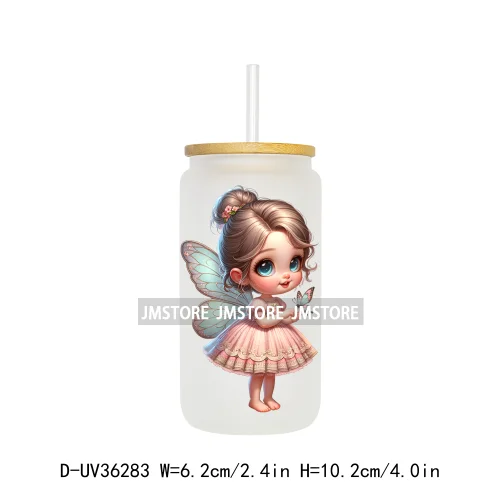 Cute Little Girl Butterfly Wings UV DTF Transfer Stickers Decal Ready To Apply Waterproof For 16OZ Libbey Glass Can Cups Tumbler