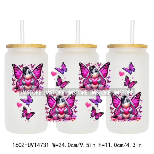 Cartoon Princess Hearts UV DTF Stickers Ready to Transfer Cup Wrap Custom Labels DIY Craft For Libbey Can Glass Tumblers Mugs