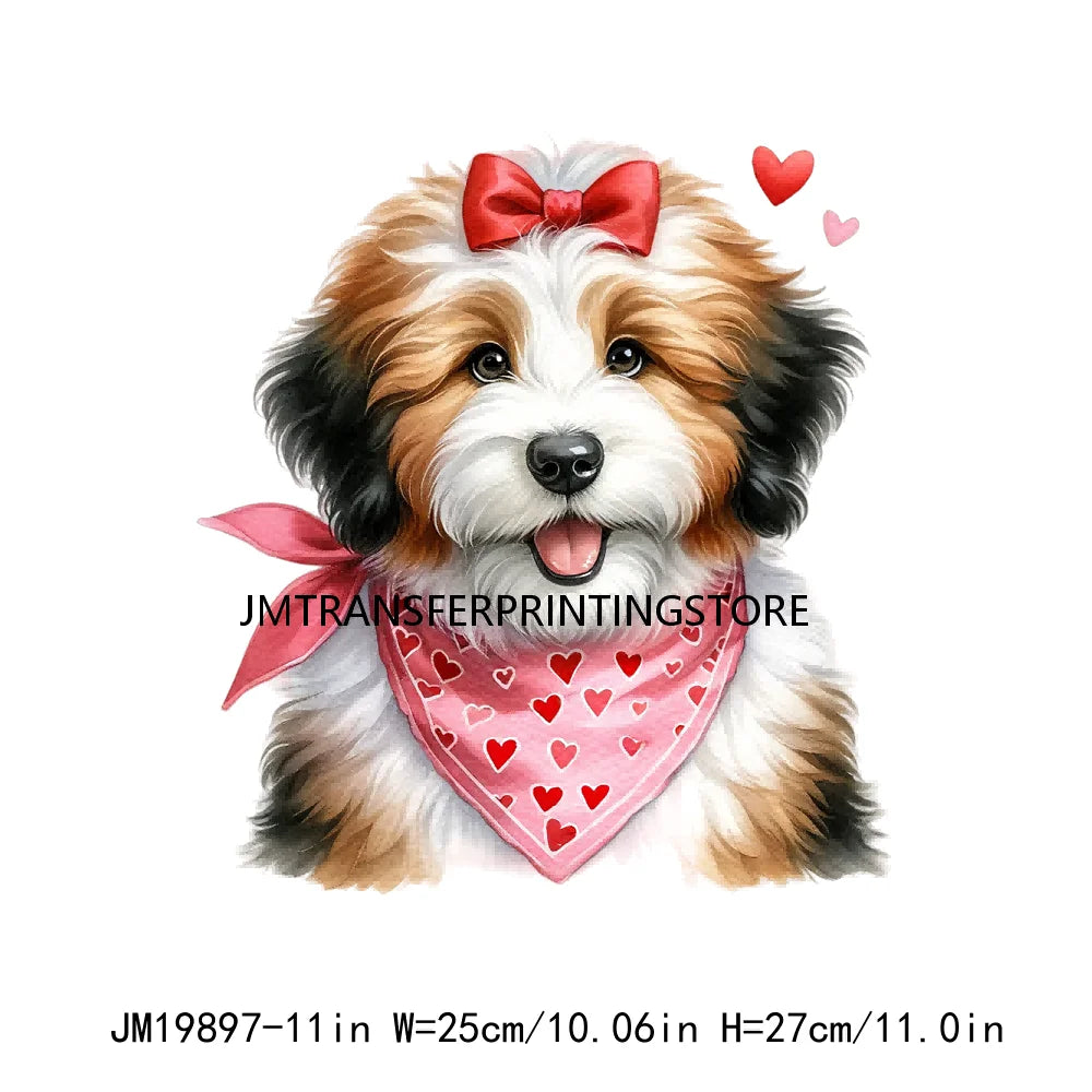 Puppy Valentine's Day Animal Love Cute Dog Heat Press Iron On DTF Heat Transfers Stickers Ready To Press For Shirts