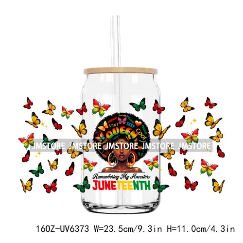 1865 Vibes Juneteenth Sunflower 16OZ UV DTF Cup Wrap Transfer Stickers Custom Label Durable Waterproof Logo For Libbey Glass Can