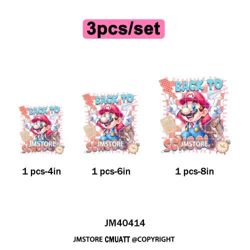 Colorful Checkered Cartoon First Day of School Design Kid Back To School Iron on DTF Transfer Sticker Ready to Press for Clothes