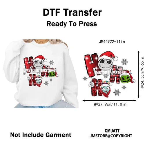 Cartoon Movie Friends Coquette Merry Christmas Sandy Claws Iron on Washable DTF Heat Transfer Sticker Ready to Press for Hoodies