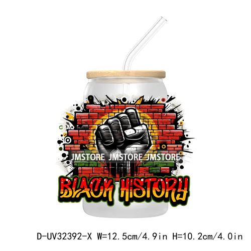 Big Black History Energy Proud Afro Girls Juneteenth UV DTF Transfer Stickers Decals For Libbey Cold Cups Mugs Tumbler Labels