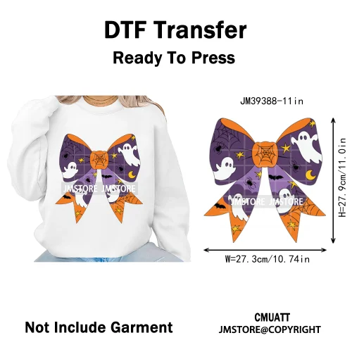 Sweet Spooky Ghost Boo Coquette Pumpkins Halloween Skeleton Iron on DTF Washable Transfers Stickers Ready to Press for T-shirts