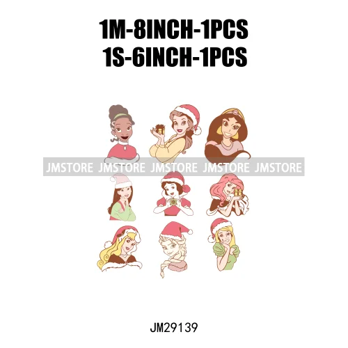 Cartoon Princess Jolly Tis The Season Christmas Party Best Day Ever Iron On DTF Transfers Stickers Ready To Press For T-shirts