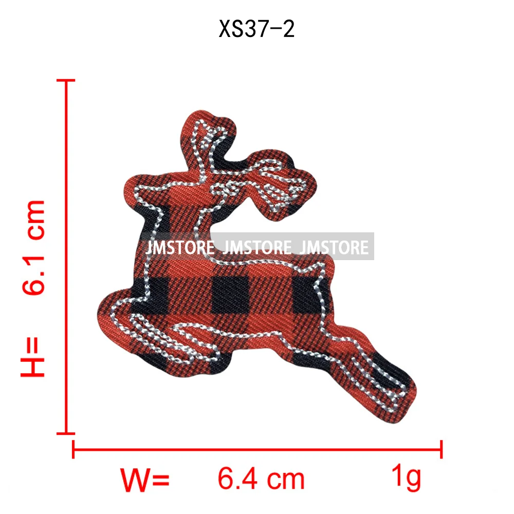 Red Checkered Christmas Icons Cozy Winter Season Lover Festive Decoration Embroidery Appliques Iron on Patches for Clothes Bags