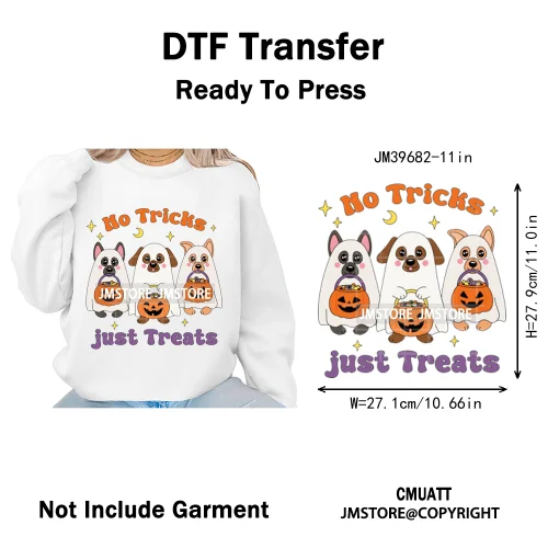 Sweet Spooky Ghost Boo Coquette Pumpkins Halloween Skeleton Iron on DTF Washable Transfers Stickers Ready to Press for T-shirts