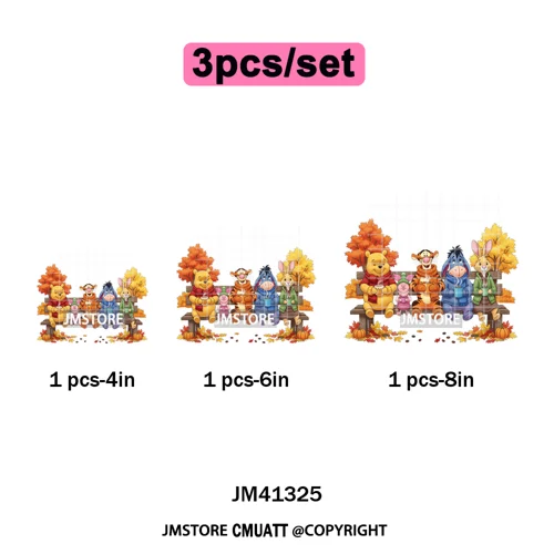 Cartoon Friends Character Faux Glitter Coquette Pumpkin Girly Halloween Iron on DTF Transfer Stickers Heat Press for Hoodies Bag