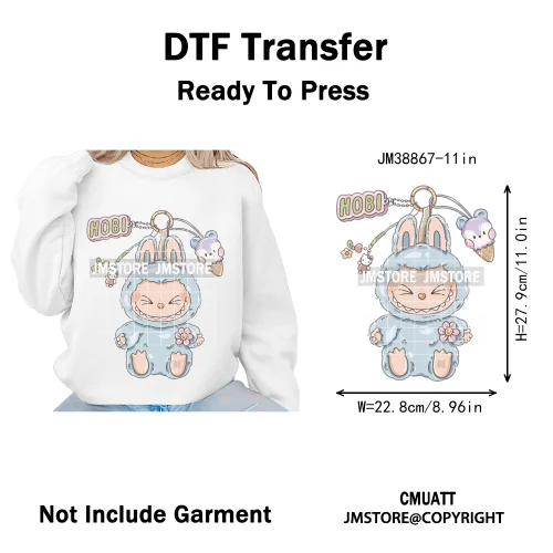 Cartoon Princess Girly Flowers Checkered Doll Characters Iron on DTF Washable Heat Transfer Stickers Ready to Press for Clothing