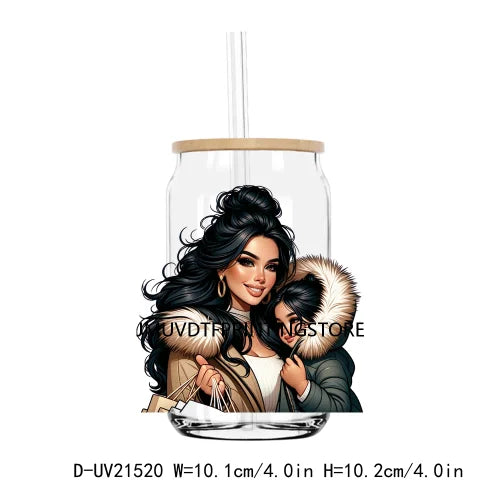 Latina Mama And Daughter UV DTF Transfers Stickers Decals For Libbey Cold Cups Mugs Tumbler Waterproof DIY Logo Mother's Day