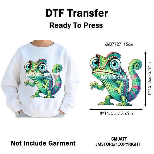 15cm 5.9in Kids Size Funny Pets Lovers Playful Panda Lion Chameleon Animal Iron on DTF Transfer Stickers Ready to Press for Bag