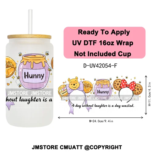 Coquette Bow Magical Cartoon Princess Halloween UV DTF Stickers Ready To Apply Cup Wrap High Quality For 16OZ Libbey Can Glass