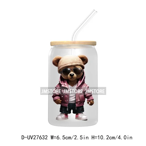 Hip Hop Urban Graffiti Teddy Bear UV DTF Transfer Stickers Decals For Libbey Cold Cups Mugs Tumbler Waterproof Trendy Bears Doll