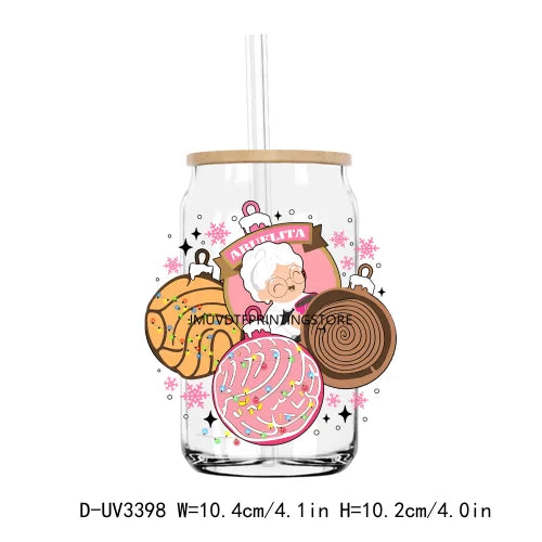 Mexican Christmas Pan Dulce Cafecito UV DTF Transfers Stickers Decals For Libbey Cold Cups Mugs Tumbler Waterproof DIY Logo