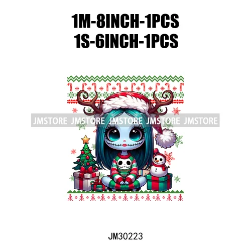 Cartoon Christmas Character Ugly Sweater Friends Deer Winter Holiday Gifts Iron On DTF Heat Press Transfers Stickers For Hoodies