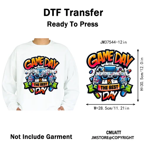12in Game Zone Time Girl Gamer Squad Hustler Graffiti Game On Over Iron on DTF Transfers Stickers Ready to Press for Hoodies