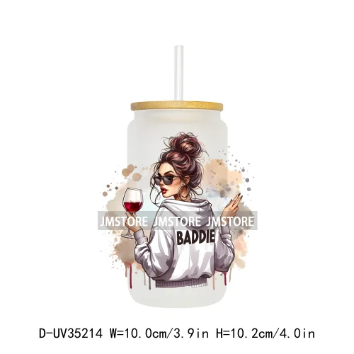 Funny Sarcastic Woman Sassy Girl UV DTF Transfer Stickers Decals Ready To Apply Waterproof For 16OZ Libbey Glass Can Cup Tumbler