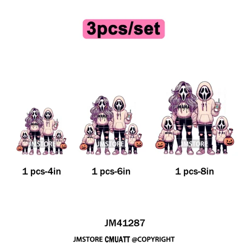 Spooky Halloween Scary Ghost Pumpkin Mama Kids Family Love Iron on Washable DTF Transfers Stickers Ready to Press for Textile